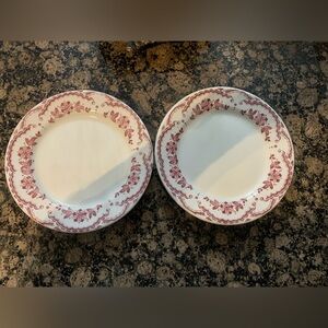 Vintage-Inspired Red Floral Dinner Plates